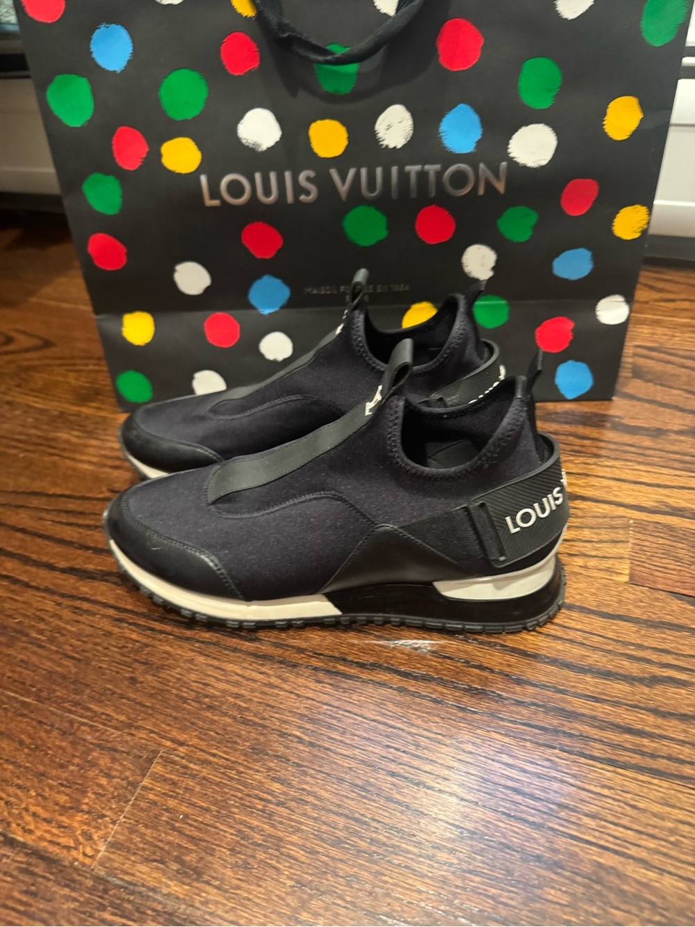 Louis Vuitton Black and White Slip-On Sneakers size 7